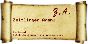 Zeitlinger Arany névjegykártya
